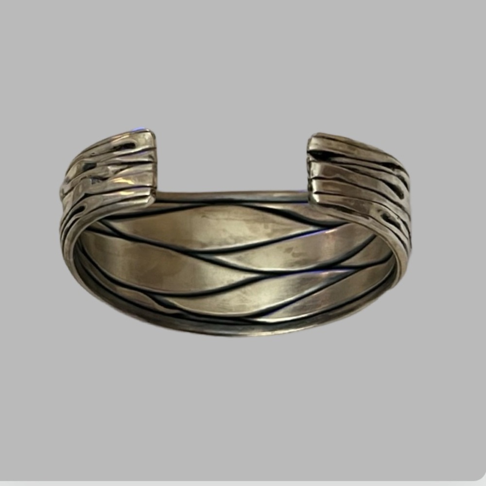 Artisan Designed Modern Sterling Silver Cuff Bracelet - Picture 5 of 12